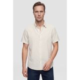 Ds Damat Slim Fit Bej Gofre Kısa Kollu Gömlek, M