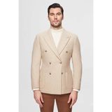 D'S Damat Slim Fit Bej Örme Çift Yırtmaçlı Yünlü Kruvaze Kumaş Ceket 3HF04IR135881 - 6 Drop