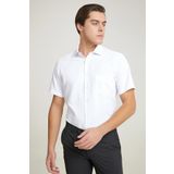 D'S Damat Slim Fit Beyaz Armürlü Kısa Kollu Gömlek