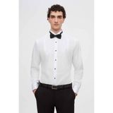 Ds Damat Slim Fit Beyaz Düz Pamuk Saten Duble Manşet Ata Yaka Smokin Gömlek 2HSS2DY05213M