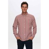 Ds Damat Slim Fit Bordo Kareli Ekoseli Gömlek, M