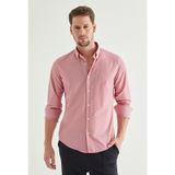 Ds Damat Slim Fit Fuşya Pötikare Gömlek