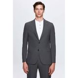 Ds Damat Slim Fit Gri Düz Likralı Esnek Mono Yaka Çift Yırtmaçlı Astarlı Takim Elbise, 48