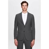 D's Damat Slim Fit Gri Düz Likralı Esnek Mono Yaka Çift Yırtmaçlı Astarlı Takim Elbise Gri