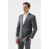 Ds Damat Slim Fit Gri Düz Yün Karışımlı Takim Elbise