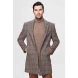 D'S Damat Slim Fit Kahverengi Palto Ekose Desen ile Uzun Kol Erkekler İçin Şıklık 3HF08JB160051 - 46
