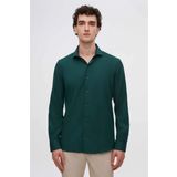 Ds Damat Slim Fit Koyu Yeşil İtalyan Yaka Armürlü Gömlek 2HF02ORT3185