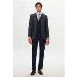 Ds Damat Slim Fit Lacivert Armürlü Takim Elbise Kombinli