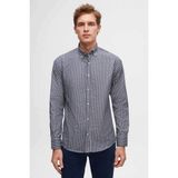 D'S Damat Slim Fit Lacivert Çizgili Gömlek Truvakar Kol Klasik Stil Yumuşak Kumaş-6HC02ORT10265