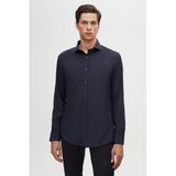 Ds Damat Slim Fit Lacivert Klasik Kravatlık Uzun Kol Kolay Ütülenebilir Gömlek, S