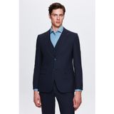 D'S Damat Slim Fit Lacivert Mono Yaka Tek Yırtmaçlı Astarlı Takim Elbise Yelekli