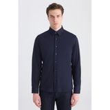 Ds Damat Slim Fit Lacivert Örme Gömlek