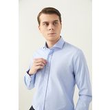 Ds Damat Slim Fit Mavi Armürlü Gömlek