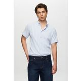 D'S Damat Slim Fit Mavi Gofre Kısa Kollu Gömlek 0HC02ORT04265