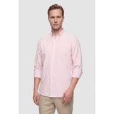 Ds Damat Slim Fit Pembe Çizgili Gömlek, L