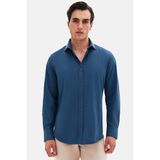 Ds Damat Slim Fit Petrol Yeşili Klasik Kravatlık Uzun Kol Kolay Ütülenebilir Gömlek, M