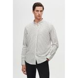 Ds Damat Slim Fit Siyah Çizgili Gömlek, L