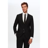 Ds Damat Slim Fit Siyah Düz Likralı Esnek Mono Yaka Çift Yırtmaçlı Astarlı Takim Elbise, 50