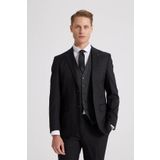 Ds Damat Slim Fit Siyah Düz Mono Yaka Tek Yırtmaçlı Astarlı Takim Elbise Kombinli