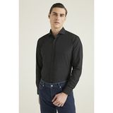 D'S Damat Slim Fit Siyah Düz Nano Care Gömlek 5HF02ORTSG01 - 3XL