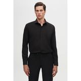 Ds Damat Slim Fit Siyah Klasik Kravatlık Uzun Kol Kolay Ütülenebilir Gömlek, S