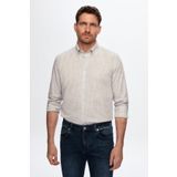 Ds Damat Slim Fit Vizon Keten Görünümlü Gömlek