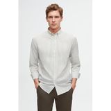 Ds Damat Slim Fit Yeşil Çizgili Gömlek, L