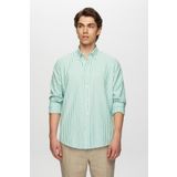 Ds Damat Slim Fit Yeşil Çizgili Gömlek