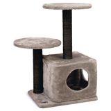 Ds-Derin Karlıe Katlı Kedi Evi ve Tırmala Tahtası Gri (45X35X70)