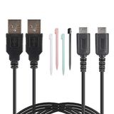 DS Lite USB Şarj Kablosu Kiti, 2 Adet 1,2 m Şarj Kablosu ve Nintendo DS Lite ile Uyumlu 4 Stylus Kalem (SADECE NDSL, 3DS, 2DS, DSi, DS için DEĞİL)