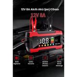 DS LLC 12V 8A Akıllı Akü Şarj Cihazı 12V 8A LCD Ekranlı Pulse Repair Otomatik Akü Şarj & Desülfat� - 1 Adet