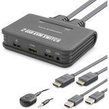 DS LLC HDMI USB Kvm Switch 2 Port HDMI 2 Port USB Dahili Kablolu - Siyah HDX1361