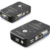 DS LLC VGA USB Kvm Switch 2 In 1 Out + 2 Port USB Console + 2 Port USB Pc (Klavye/mouse + Yazıcı) - Siyah