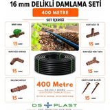 DS Plast 400 Metre 16 mm Kendinden Delikli Damla Sulama Seti — 50 cm Aralık - 4 lt/h Debi - 0,9 mm Et kalınlığı