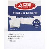 Ds Sağlık 7.5x7.5cm Steril Hidrofil Gazlı Bez 25 Li Paket 4 Kat - 100 ADET