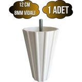 DS Yapı Armut Beyaz Plastik 12CM Ayak 8mm Vidalı Mobilya Koltuk ve Baza AYAĞI(12CM)(BEYAZ)(8MM)(VİDALI) - 12cm - 1 ADET