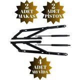 DS Yapı Baza Makası ve Pistonu Yatak Baza Menteşesi Açılır Pistonlu MAKAS(TAKIM)(750N Piston)(Tek Kişilik) - 1 TAKIM - Siyah