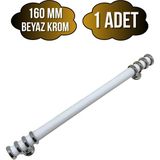DS Yapı Detay Boru Beyaz Krom Dolap Kulpu Mobilya ve Mutfak Dolap Kulpu(Beyaz - KROM)(160MM) - 160mm - 1 ADET