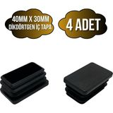 DS Yapı Dikdörtgen Demir Profil Iç Tapa Geçme Plastik Ayak Geçme Koruma PLASTIĞI(40MM x 30MM)(SİYAH) - Siyah - SİYAH - 4 ADET