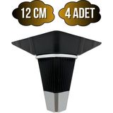 DS Yapı Irem Siyah Krom 12CM Plastik Ayak Mobilya Masa ve Dolap Ayağı(Siyah KROM)(12CM) - 12cm - 4 ADET