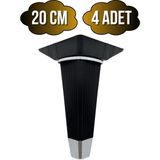 DS Yapı Irem Siyah Krom 20CM Plastik Ayak Mobilya Masa ve Dolap AYAĞI(20CM)(SİYAH - Krom) - 20cm - 4 ADET