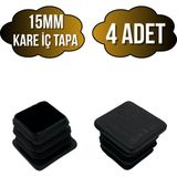 DS Yapı Kare Demir Profil Iç Tapa Geçme Plastik Ayak Geçme Koruma PLASTIĞI(15MM)(SİYAH) - Siyah - SİYAH - 4 ADET