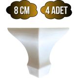 DS Yapı Lükens Beyaz 8cm Plastik Ayak Mobilya Masa ve Dolap Ayağı(8cm)(Beyaz) - 8cm - 4 ADET
