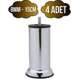 DS Yapı Metal Ayak Vidalı Pasolu Mobilya Yatak Koltuk Baza AYAĞI(METAL)(10CM - 12CM - 15CM)(8MM)(VİDALI) - Krom - 15cm - 4 ADET