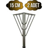 DS Yapı Metal Tel Boru Desenli Ayak Mobilya Masa ve Dolap Ayağı(Krom)(Metal) - 15cm - 2 ADET