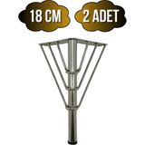 DS Yapı Metal Tel Boru Desenli Ayak Mobilya Masa ve Dolap Ayağı(Krom)(Metal) - 18cm - 2 ADET