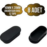DS Yapı Oval Demir Profil Iç Tapa Geçme Plastik Ayak Geçme Koruma PLASTIĞI(40MM x 20MM)(SİYAH) - Siyah - SİYAH - 8 ADET