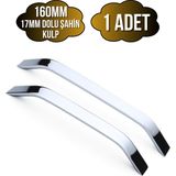 DS Yapı Şahin Krom Alüminyum Dolap Kulpu Mobilya ve Mutfak Dolap KULPU(17MM)(KROM)(ALÜMİNYUM) - 160mm - 1 ADET