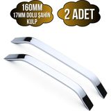 DS Yapı Şahin Krom Alüminyum Dolap Kulpu Mobilya ve Mutfak Dolap KULPU(17MM)(KROM)(ALÜMİNYUM) - 160mm - 2 ADET
