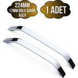 DS Yapı Şahin Krom Alüminyum Dolap Kulpu Mobilya ve Mutfak Dolap KULPU(17MM)(KROM)(ALÜMİNYUM) - 224mm - 1 ADET